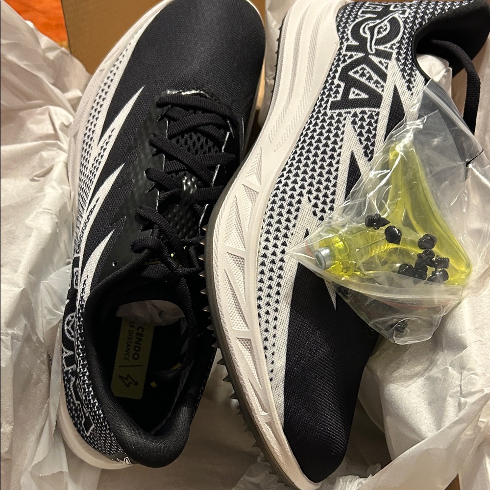 Hoka one Black and White spiked Running Shoes
